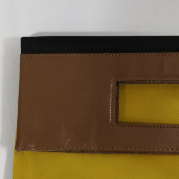 Vintage Fold-over Clutch Made for Elizabeth Arden, Black, Mustard Yellow, Brown. - Picture 5 of 5